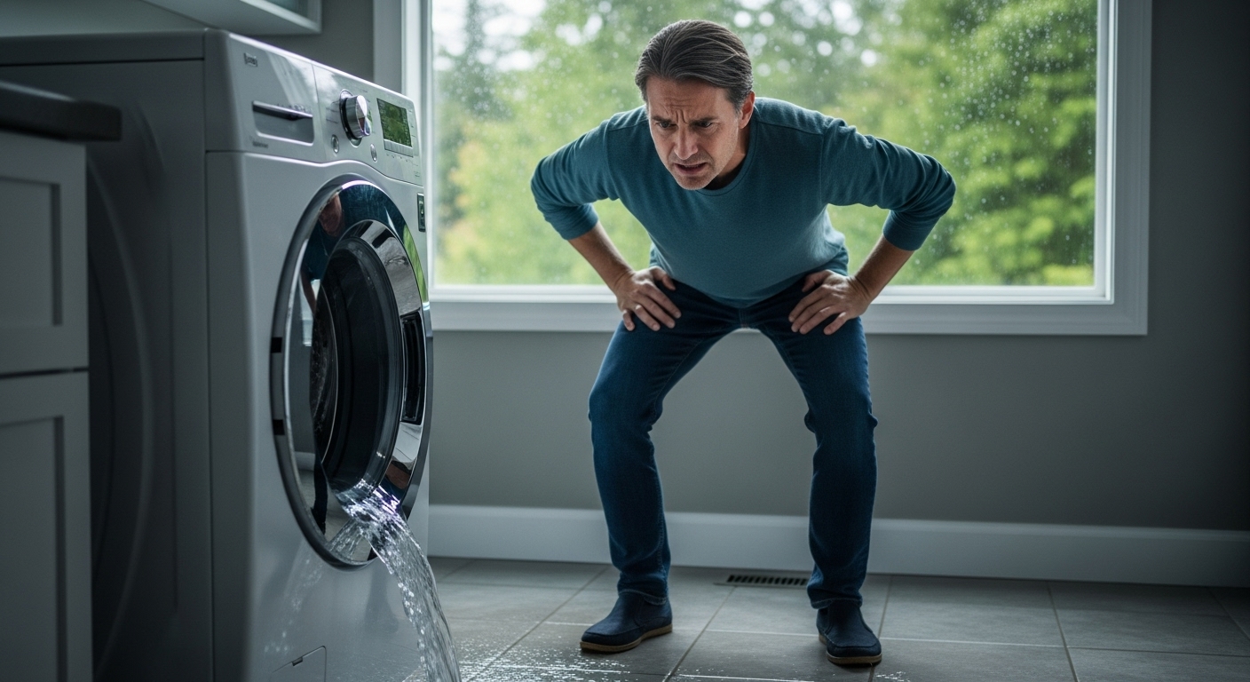 A frustrated homeowner in Maple Ridge looks at a broken appliance, a common scenario for recurring issues.