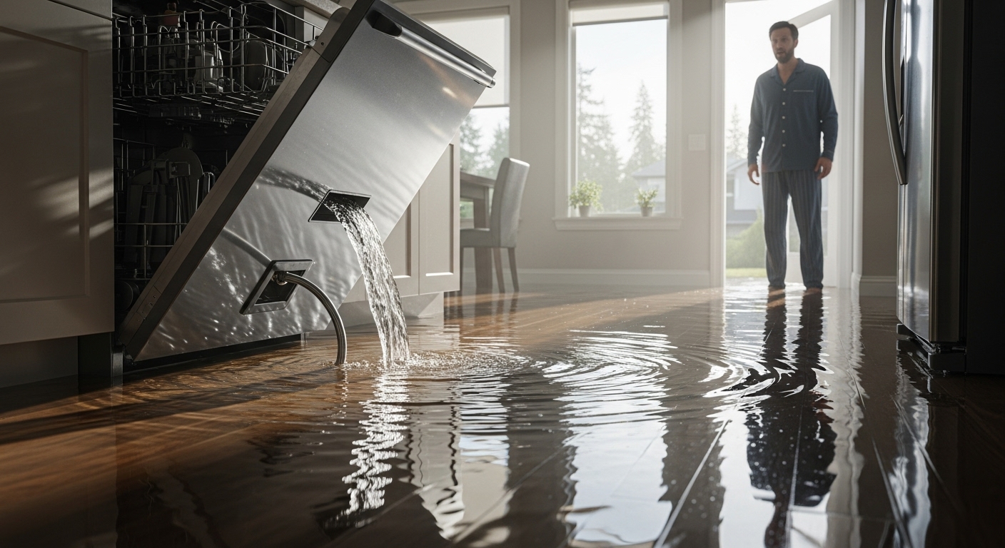 Kitchen flood in Maple Ridge from a dishwasher leak