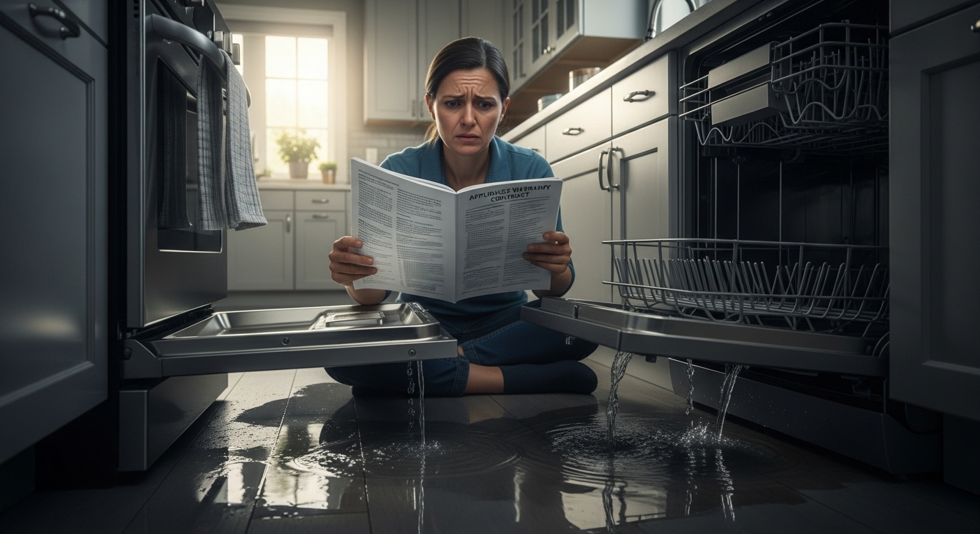 frustrated homeowner leaking dishwasher maple ridge