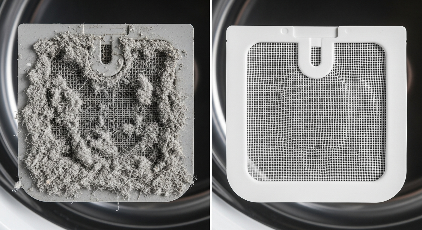 Clogged dryer lint filter comparison