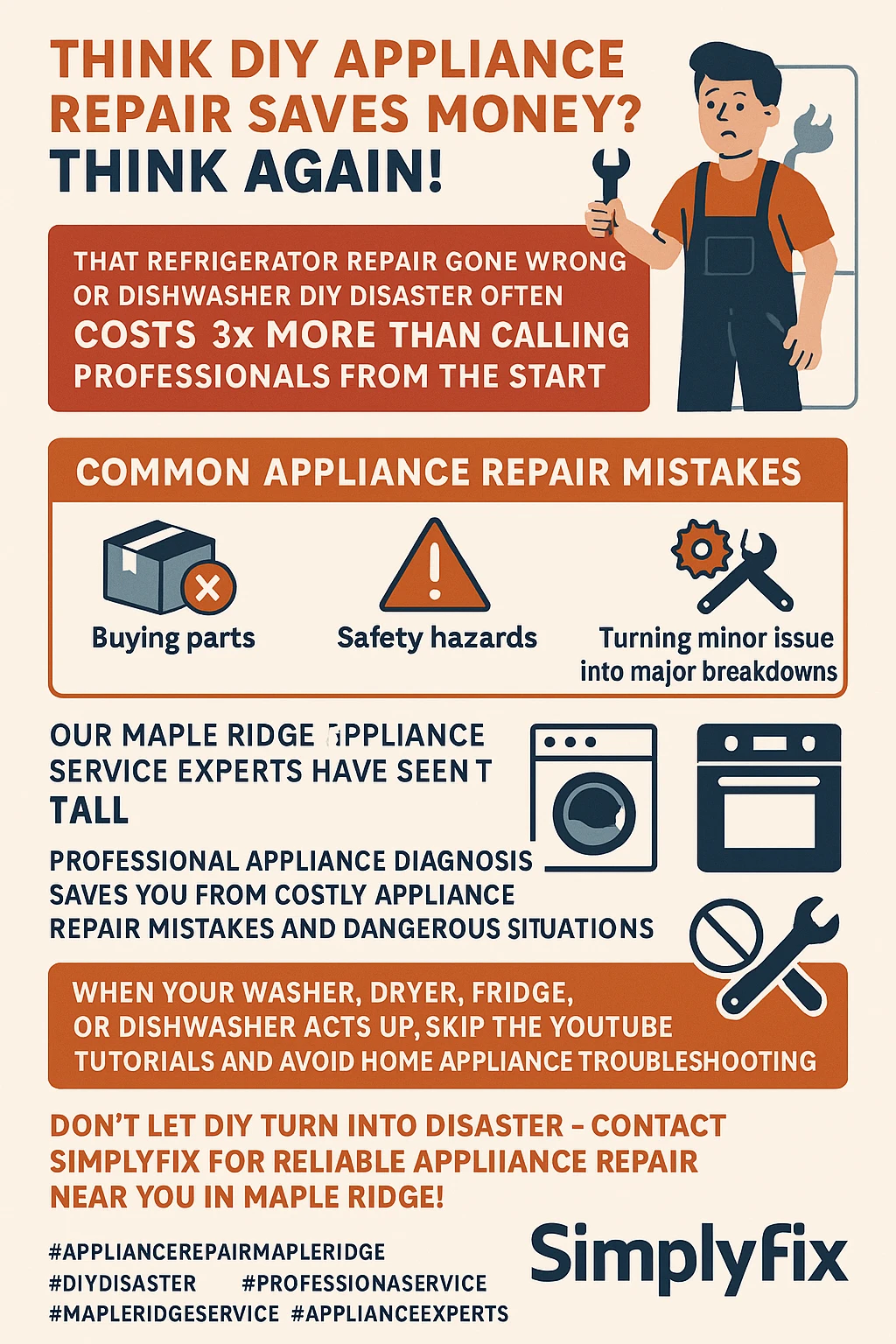 DIY appliance repair costs Maple Ridge comparison infographic