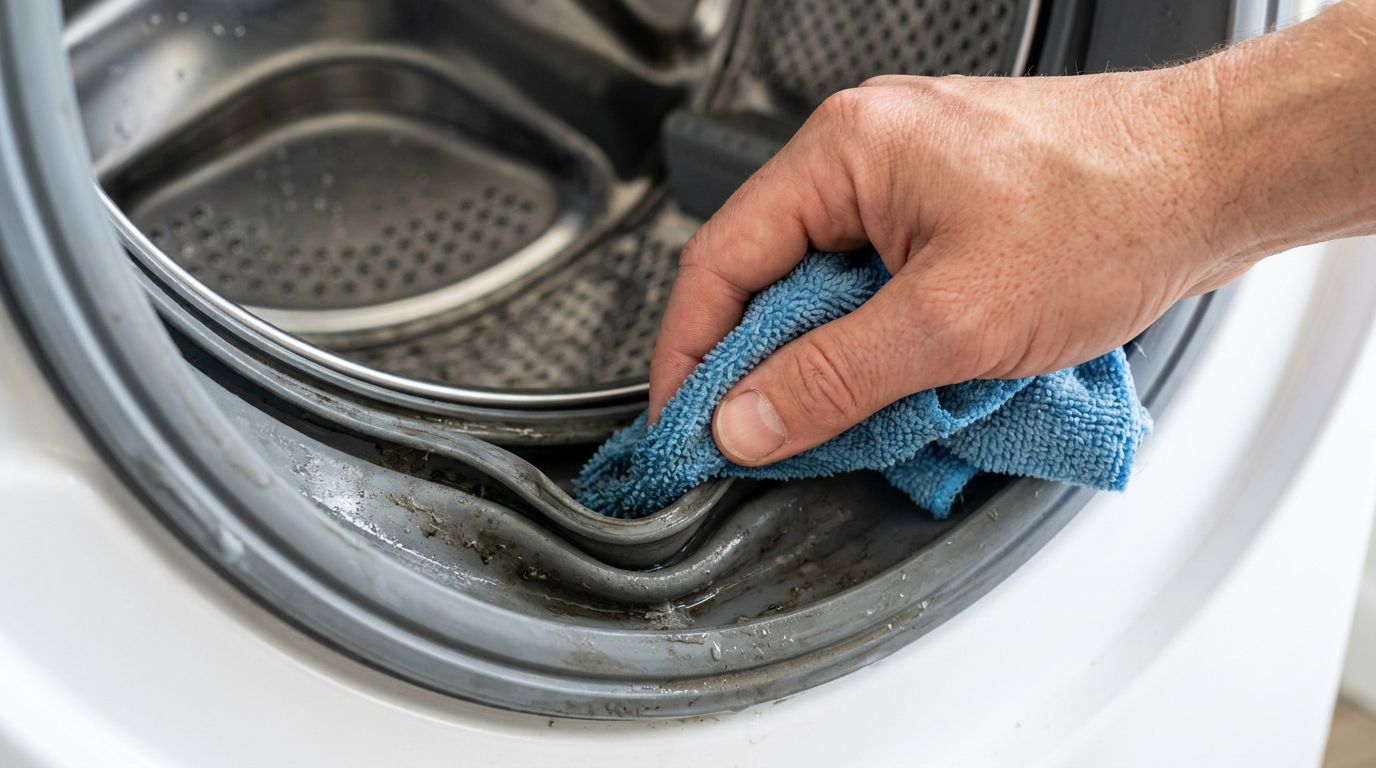 Cleaning washing machine door gasket seal