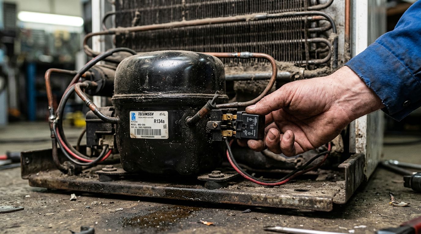 Refrigerator compressor start relay inspection