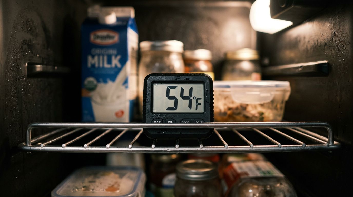Warm refrigerator thermometer reading display