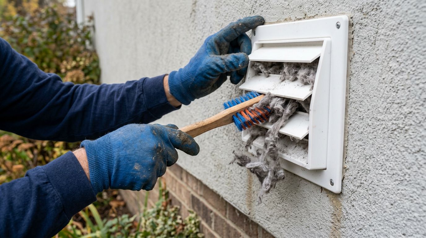 Cleaning exterior dryer exhaust vent