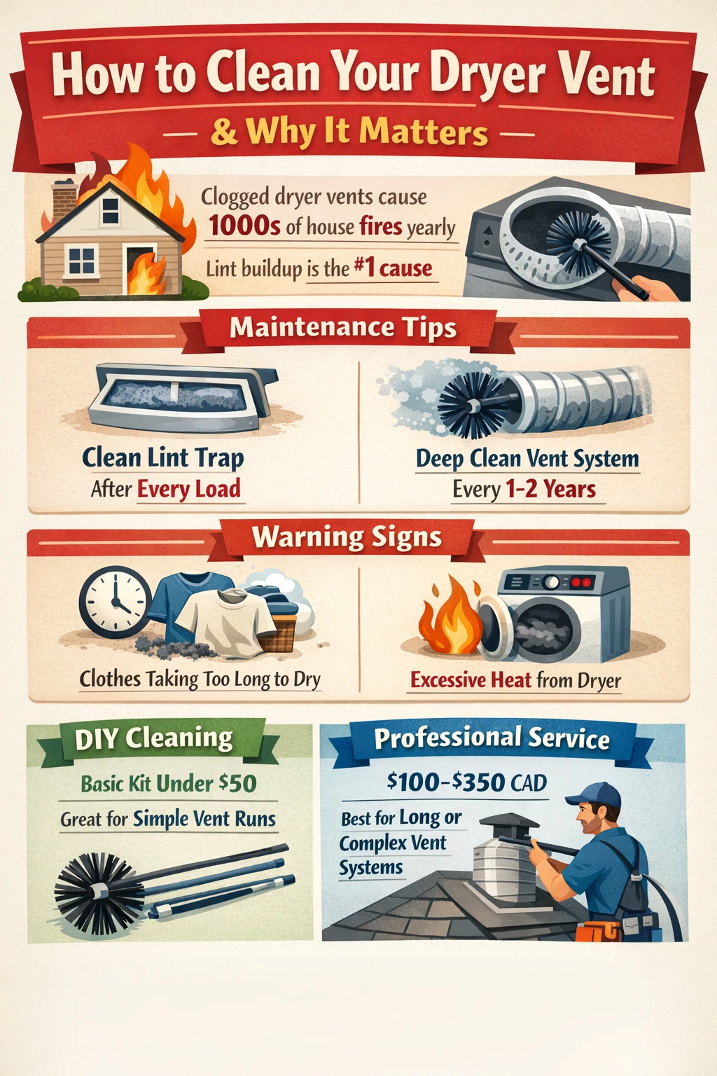 Infographic how to clean dryer vent key takeaways maintenance tips